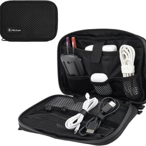 Pelican Electronic Organizer Travel Case - Portable Tech Pouch with Multiple Storage Mesh Pockets for Cables, Chargers, Power Bank, AirPods - Cord Organizer and Airplane Travel Essentials Bag - Black