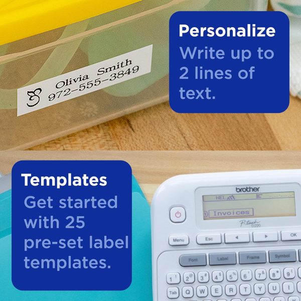 Brother P-Touch Label Maker, PTD220, Thermal, Inkless Printer for Home & Office Organization, Portable & Lightweight, QWERTY Keyboard, One-Touch Keys & 25 Pre-Set Label Templates Label Memory - Image 7