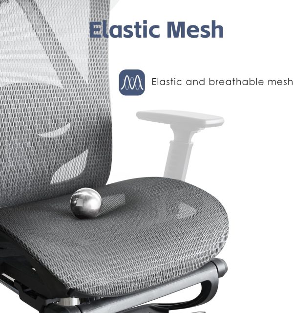 Ergonomic Office Chair, SGS Certified Gas Cylinder, 400 LBS Capacity,Office Chair with Adjustable Lumbar Support, Retractable Footrest, Mesh Office Chair Gaming Chair - Image 6