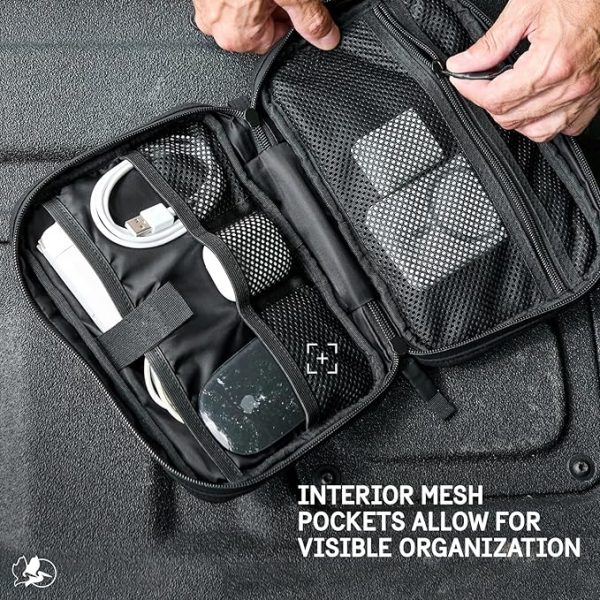 Pelican Electronic Organizer Travel Case - Portable Tech Pouch with Multiple Storage Mesh Pockets for Cables, Chargers, Power Bank, AirPods - Cord Organizer and Airplane Travel Essentials Bag - Black - Image 2