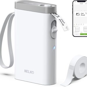 Nelko Label Maker Machine with Tape, P21 Bluetooth Label Printer, Wireless Mini Label Makers with Multiple Templates for Organizing Office Home, White