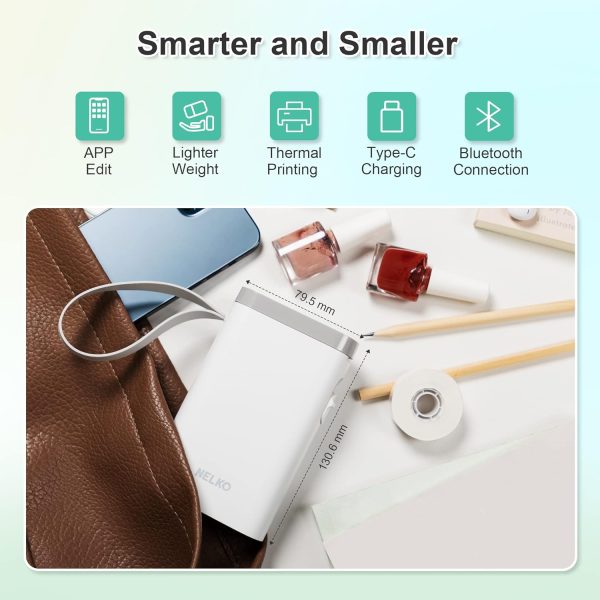 Nelko Label Maker Machine with Tape, P21 Bluetooth Label Printer, Wireless Mini Label Makers with Multiple Templates for Organizing Office Home, White - Image 3